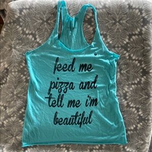 Turquoise Funny Graphic Tank Top